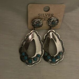 Silver western turquoise earrings